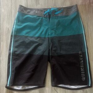 Quiksilver Men's Swim Shorts - Teal and Black